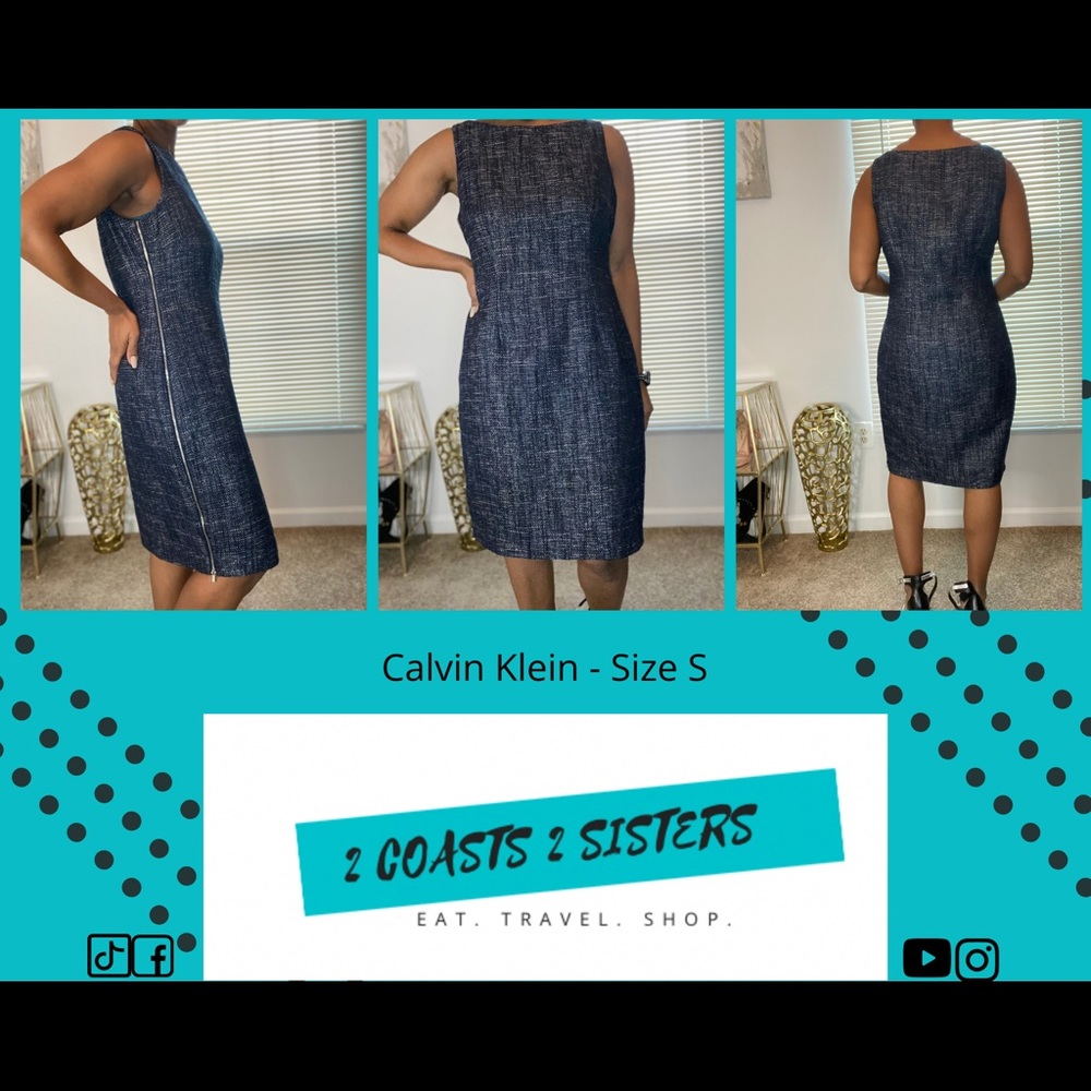 Calvin Klein Blue w/ Sparkle Zip Dress size 10
